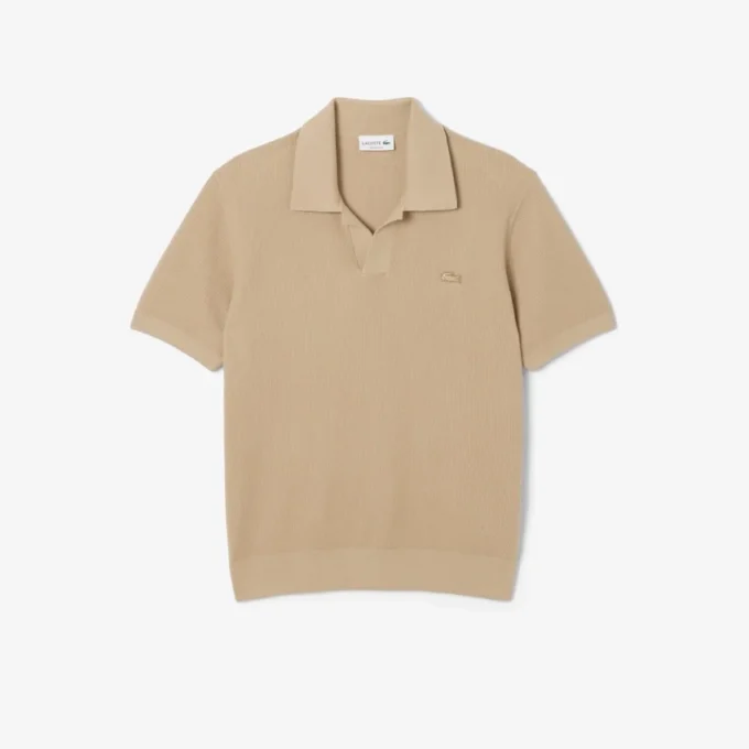 Men’s Cotton Blend Open Polo Collar Sweater