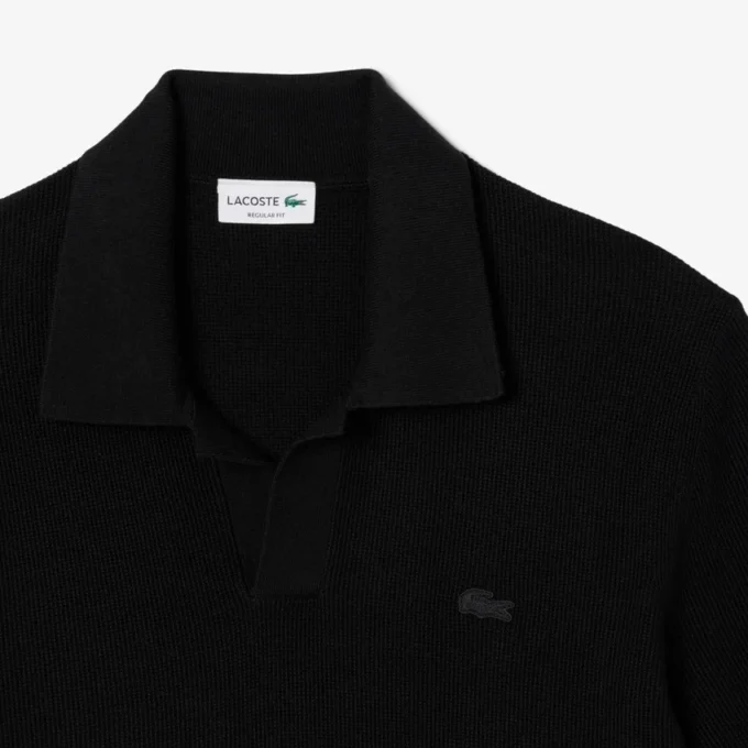 Men’s Cotton Blend Open Polo Collar Sweater