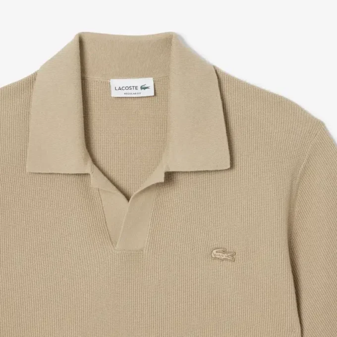Men’s Cotton Blend Open Polo Collar Sweater