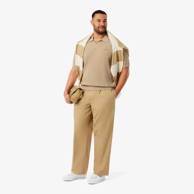 Men’s Cotton Blend Open Polo Collar Sweater