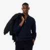 Men’s Cotton & Wool Blend Half-Zip Polo Collar Sweater