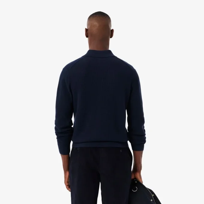 Men’s Cotton & Wool Blend Half-Zip Polo Collar Sweater