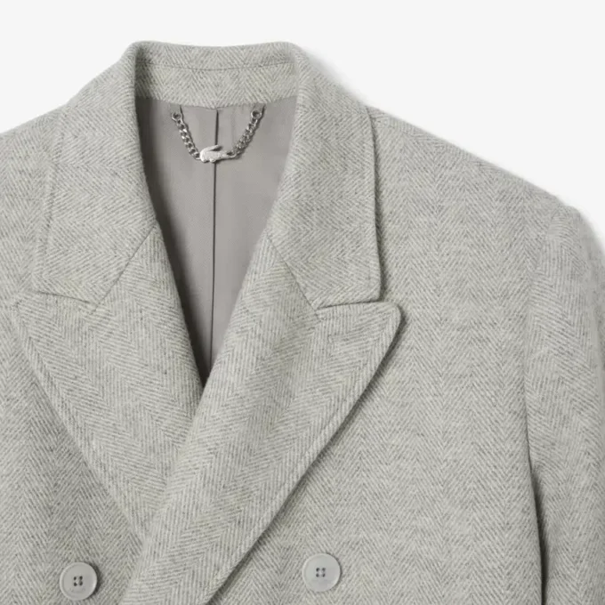 Men’s Double-Breasted Chevron Wool Coat