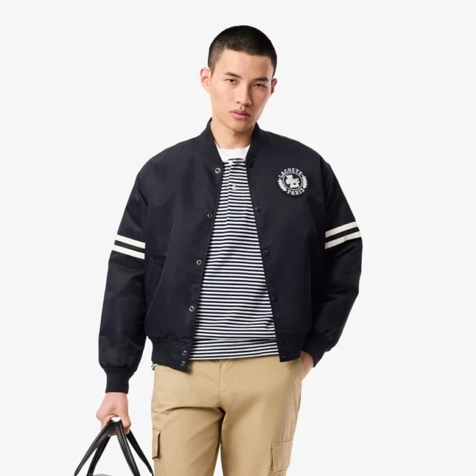 Men’s Embroidered Badge Water-Repellent Bomber Jacket