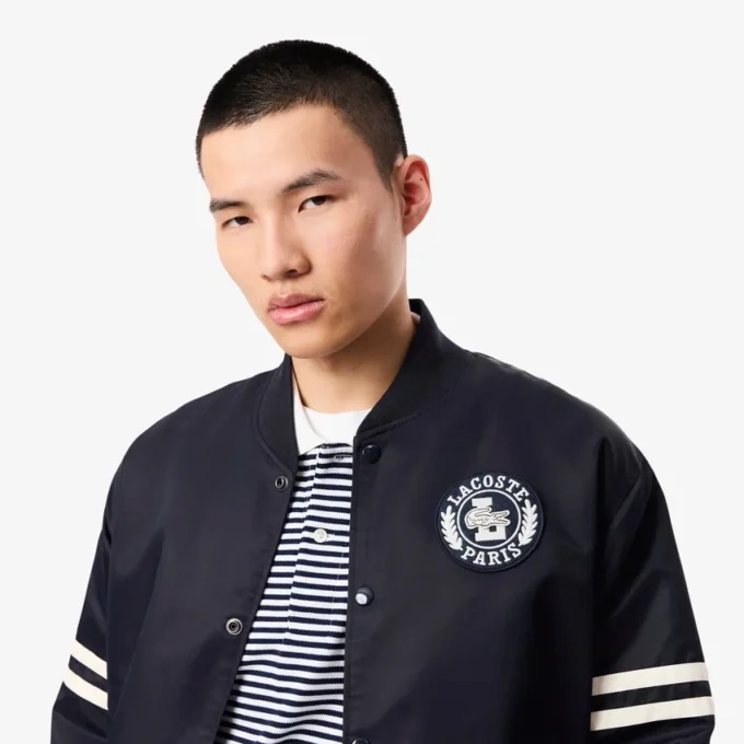 Men’s Embroidered Badge Water-Repellent Bomber Jacket
