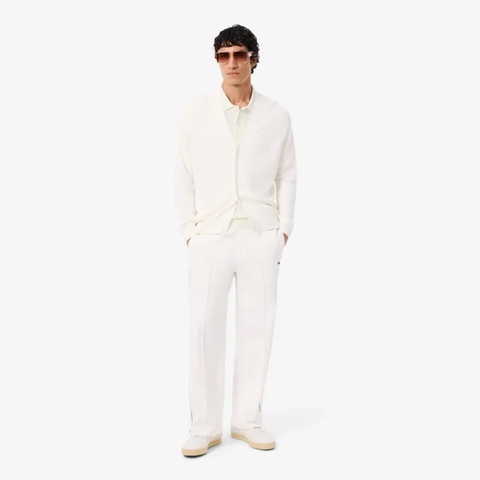 Men’s Fluid Ribbed Knit Polo Collar Sweater