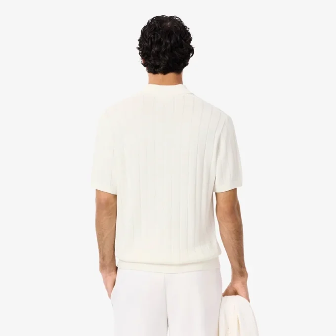 Men’s Fluid Ribbed Knit Polo Collar Sweater