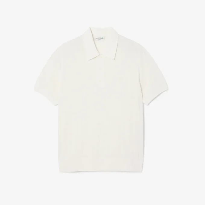 Men’s Fluid Ribbed Knit Polo Collar Sweater