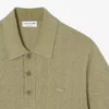 Men’s Fluid Ribbed Knit Polo Collar Sweater