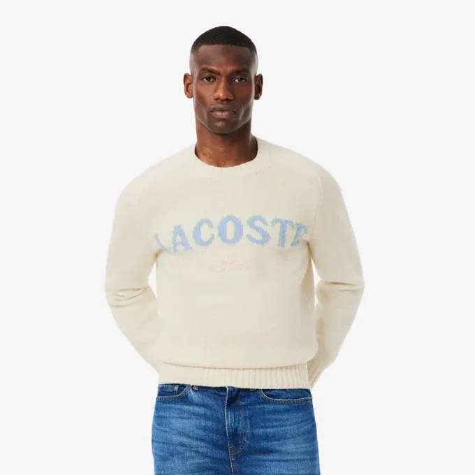 Men’s Intarsia Branded Wool Sweater
