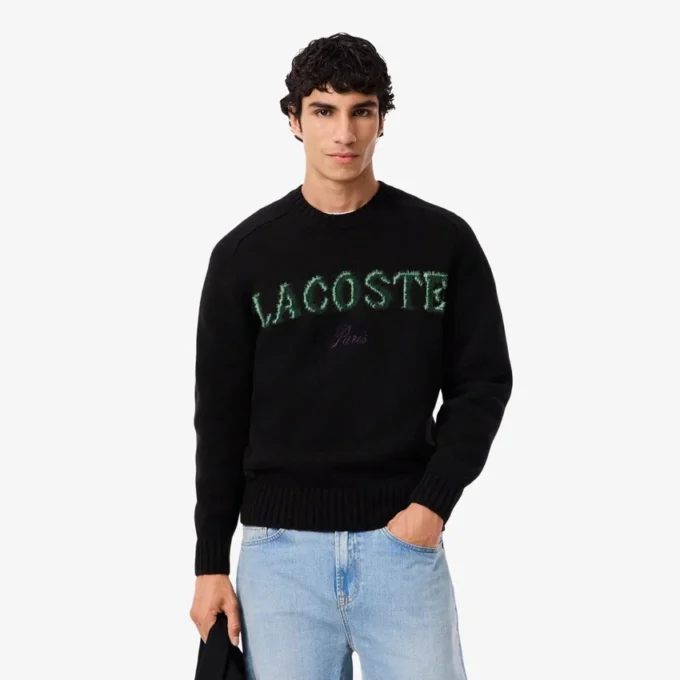 Men’s Intarsia Branded Wool Sweater