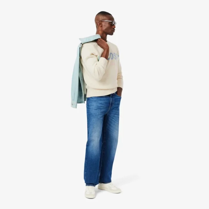 Men’s Intarsia Branded Wool Sweater