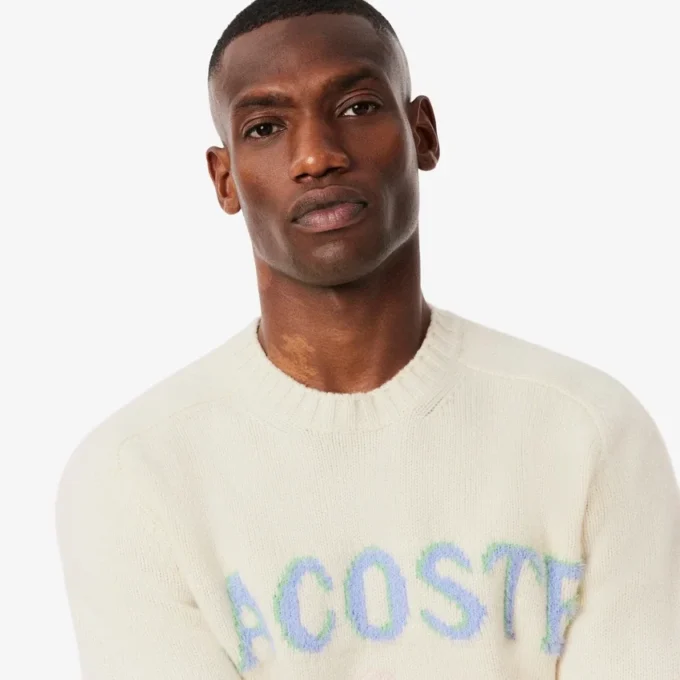 Men’s Intarsia Branded Wool Sweater
