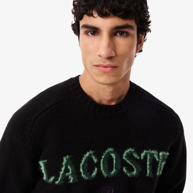 Men’s Intarsia Branded Wool Sweater