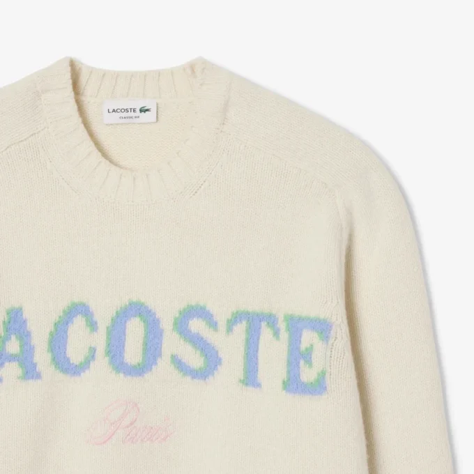 Men’s Intarsia Branded Wool Sweater