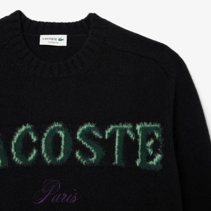 Men’s Intarsia Branded Wool Sweater