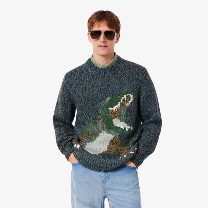 Men’s Knit Intarsia Crocodile Sweater