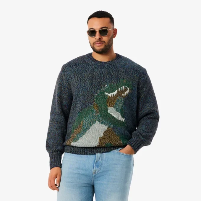 Men’s Knit Intarsia Crocodile Sweater