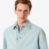 Men’s Landscape Motif Denim Overshirt