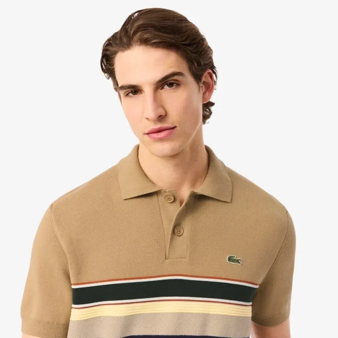 Men’s Made in France Striped Polo Collar Sweater