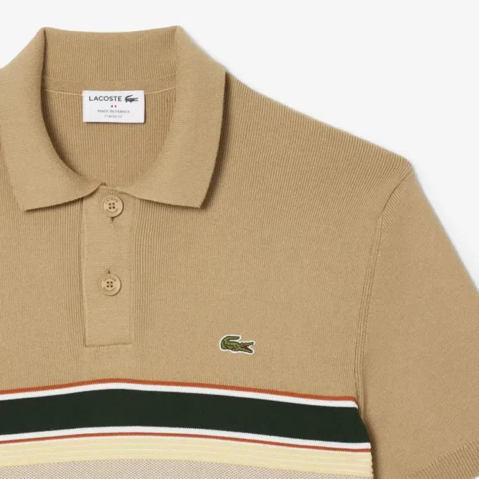 Men’s Made in France Striped Polo Collar Sweater