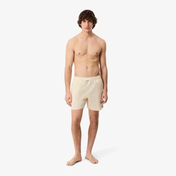 Men’s Mid Length Striped Textured Swim Trunks