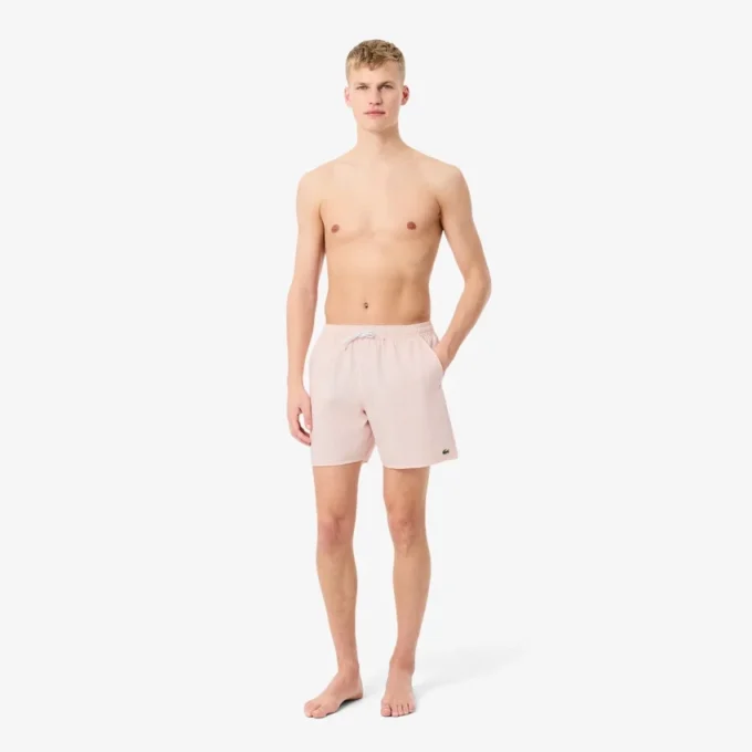 Men’s Mid Length Striped Textured Swim Trunks
