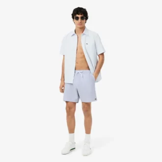 Men’s Mid Length Striped Textured Swim Trunks