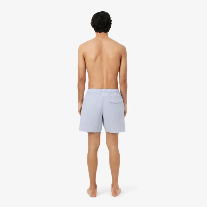 Men’s Mid Length Striped Textured Swim Trunks