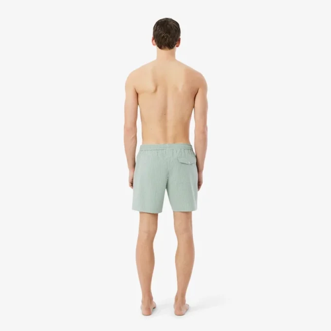 Men’s Mid Length Striped Textured Swim Trunks