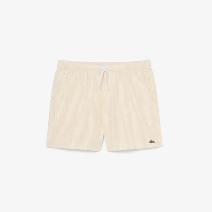 Men’s Mid Length Striped Textured Swim Trunks