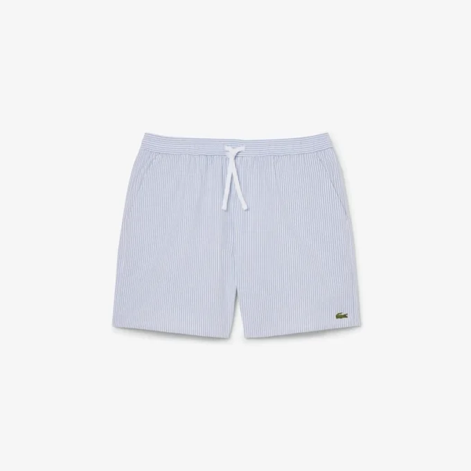 Men’s Mid Length Striped Textured Swim Trunks