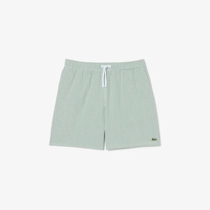 Men’s Mid Length Striped Textured Swim Trunks