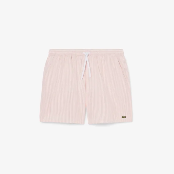 Men’s Mid Length Striped Textured Swim Trunks