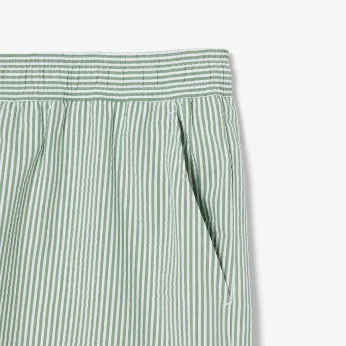 Men’s Mid Length Striped Textured Swim Trunks