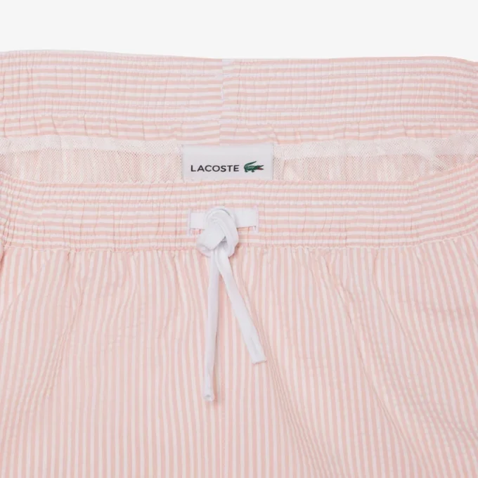 Men’s Mid Length Striped Textured Swim Trunks