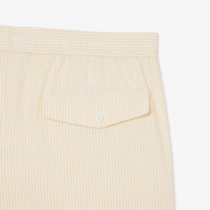 Men’s Mid Length Striped Textured Swim Trunks
