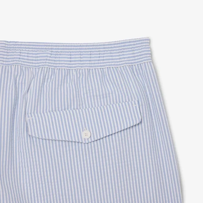 Men’s Mid Length Striped Textured Swim Trunks