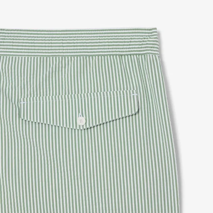 Men’s Mid Length Striped Textured Swim Trunks