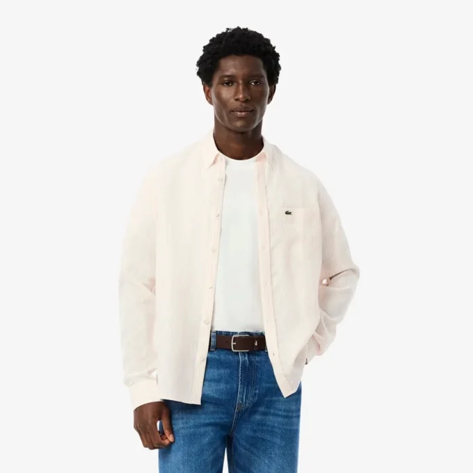 Men’s Regular Fit Striped Linen Shirt