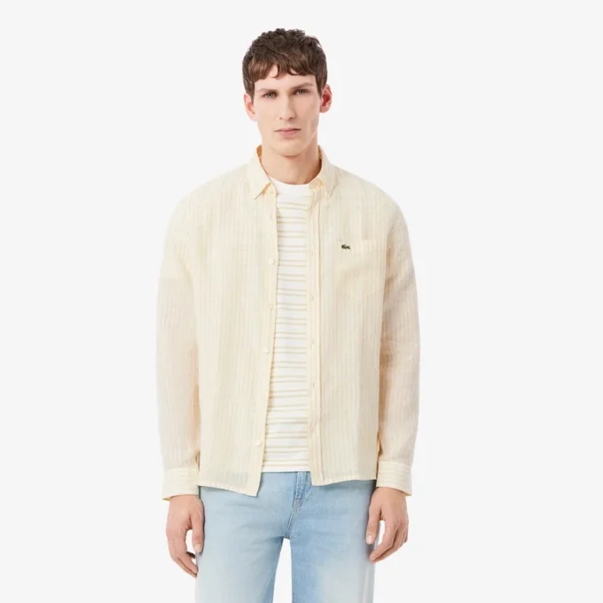 Men’s Regular Fit Striped Linen Shirt