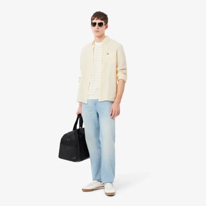 Men’s Regular Fit Striped Linen Shirt