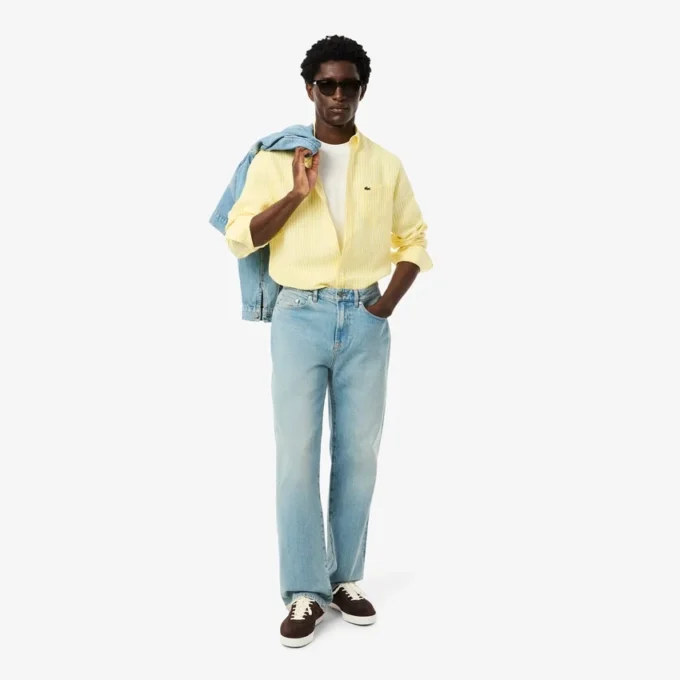 Men’s Regular Fit Striped Linen Shirt