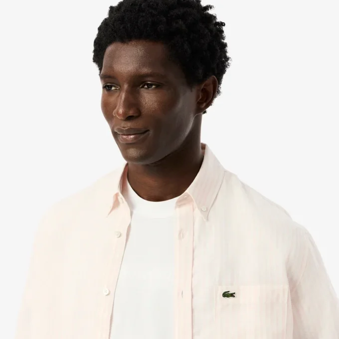Men’s Regular Fit Striped Linen Shirt