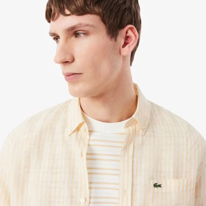Men’s Regular Fit Striped Linen Shirt