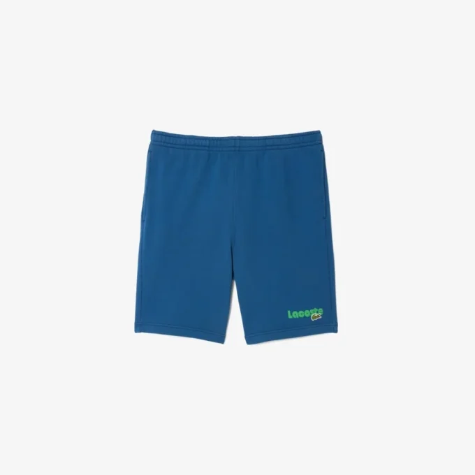 Men’s Regular Fit Washed Effect Printed Fleece Shorts