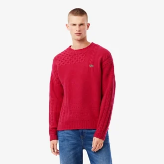 Men’s Relaxed Fit Patchwork Effect Wool Sweater
