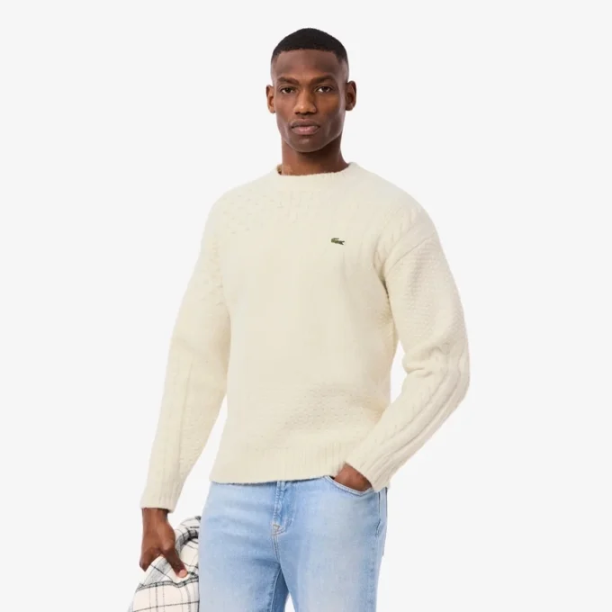 Men’s Relaxed Fit Patchwork Effect Wool Sweater
