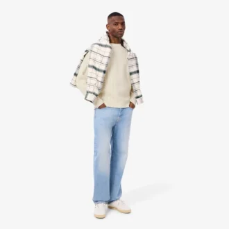 Men’s Relaxed Fit Patchwork Effect Wool Sweater