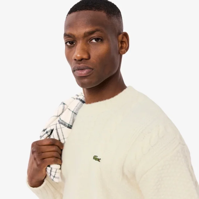Men’s Relaxed Fit Patchwork Effect Wool Sweater